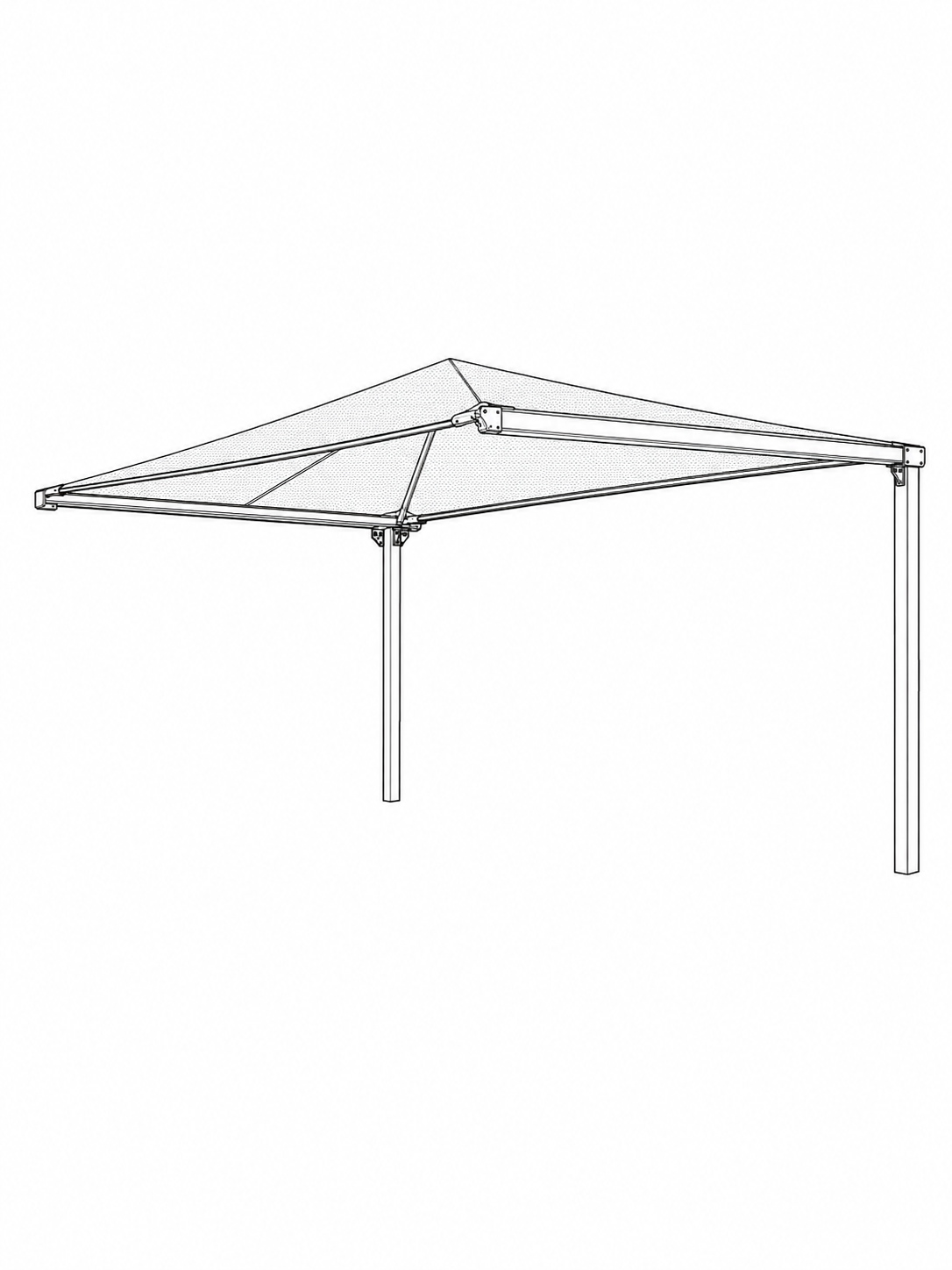 Single-sided cantilever, purlin roof
