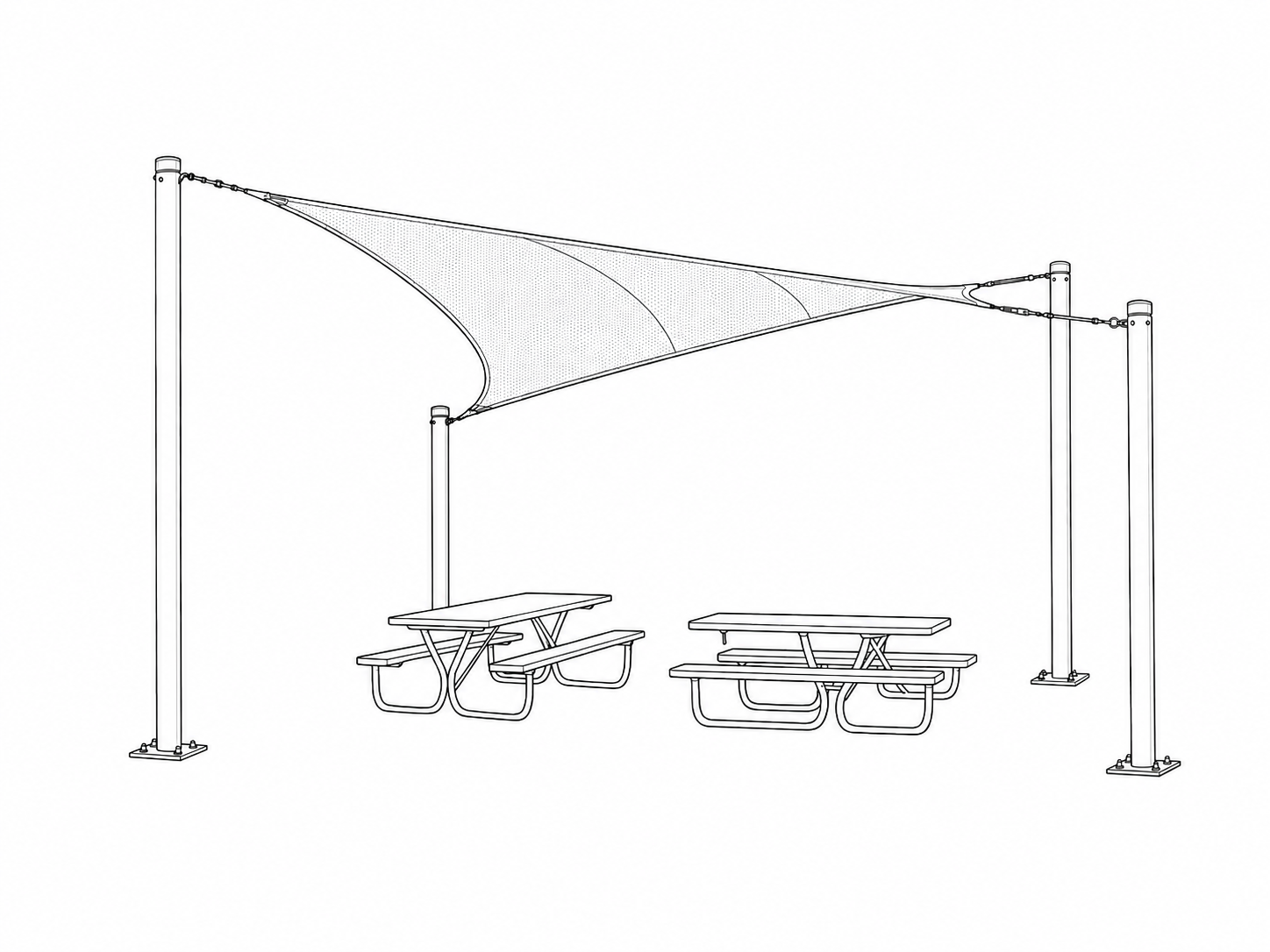 Hyperbolic sail over seating